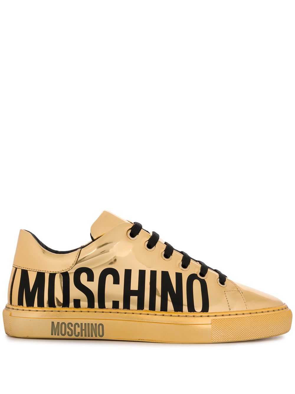 фото Moschino кроссовки с эффектом металлик и логотипом