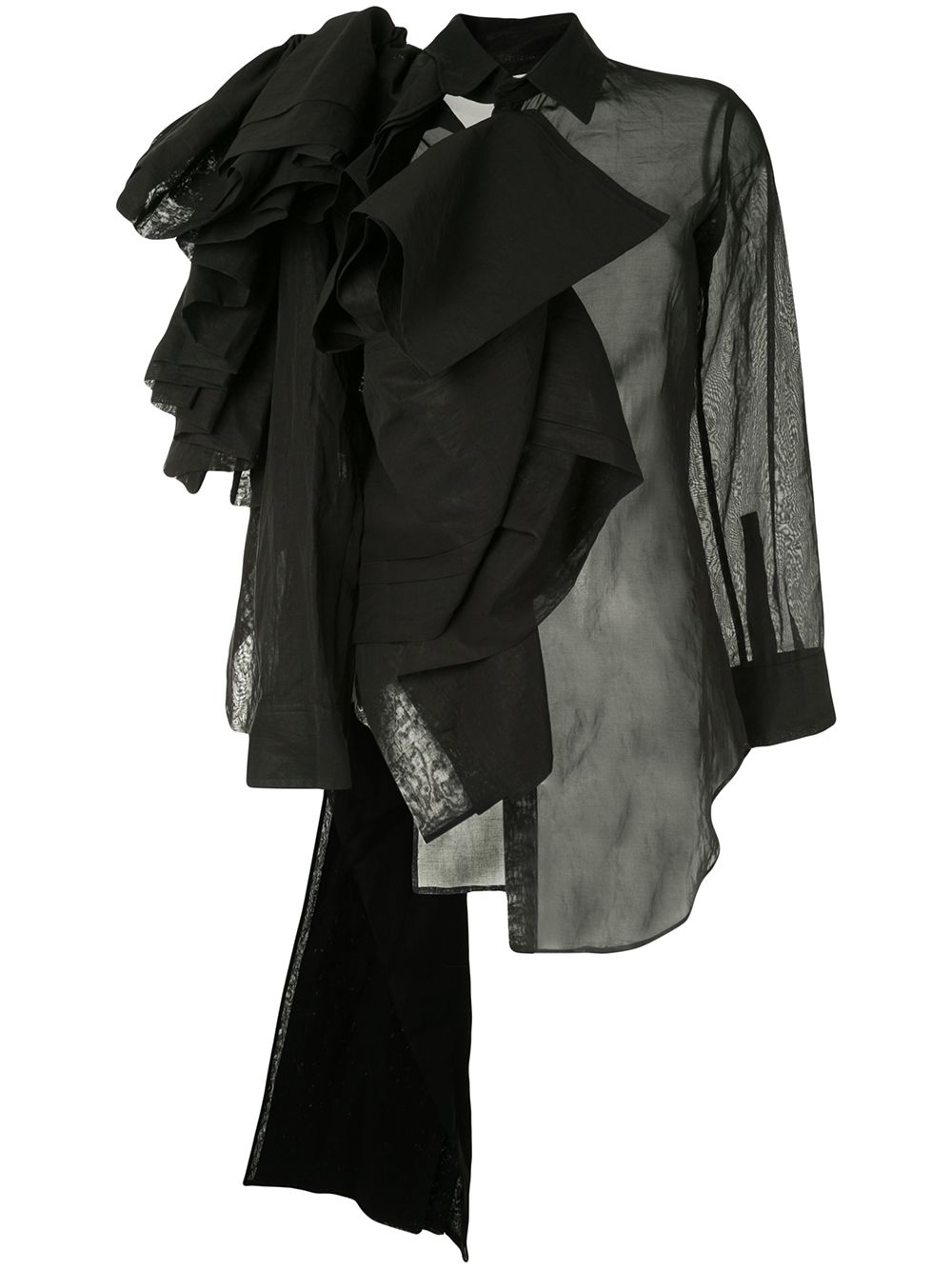 фото Yohji yamamoto блузка асимметричного кроя с оборками