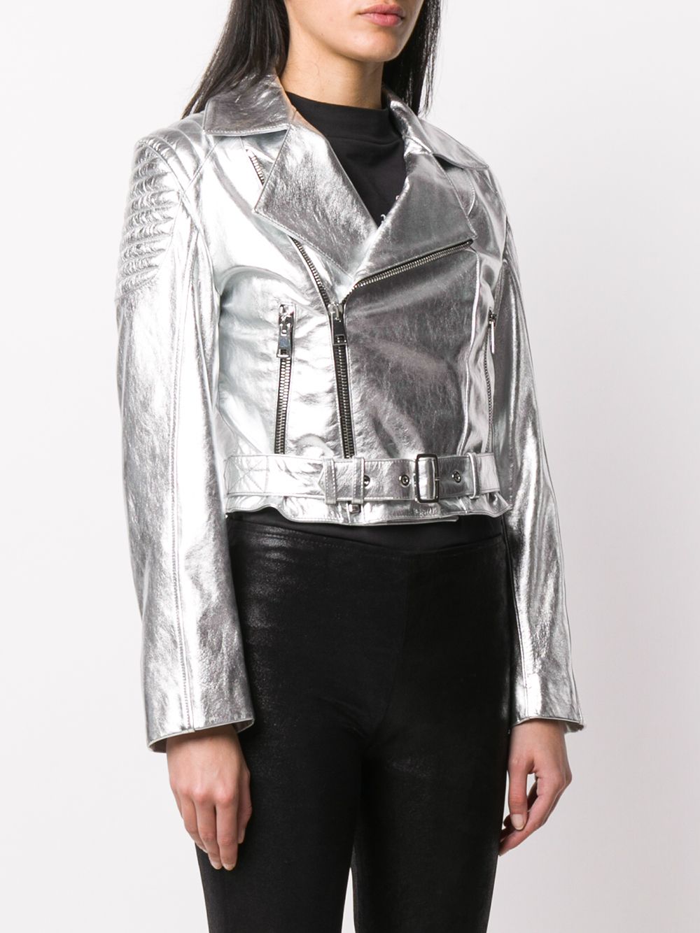фото Manokhi байкерская куртка london с эффектом металлик