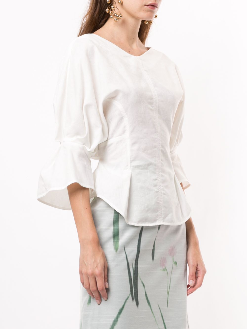 фото Mame kurogouchi поплиновая рубашка с пышными рукавами