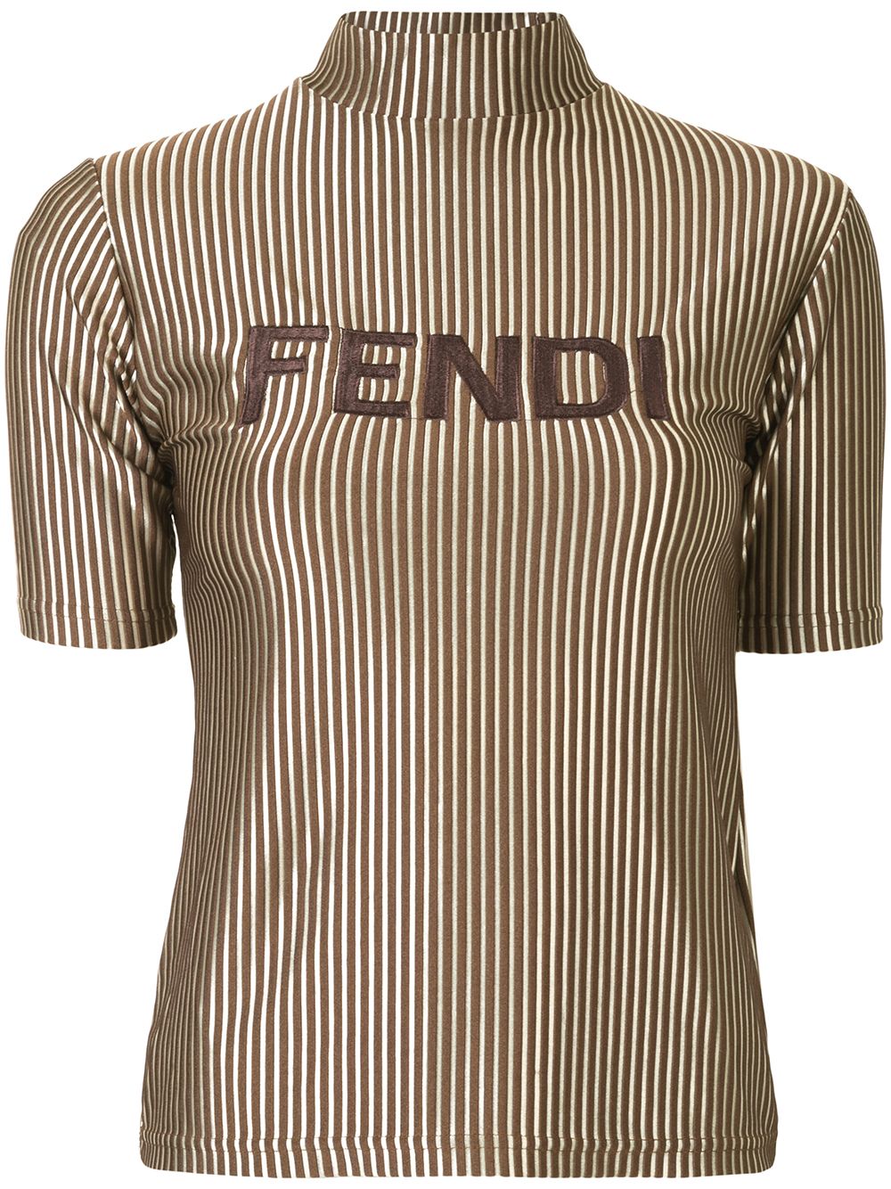 фото Fendi pre-owned футболка в полоску с эффектом металлик и логотипом