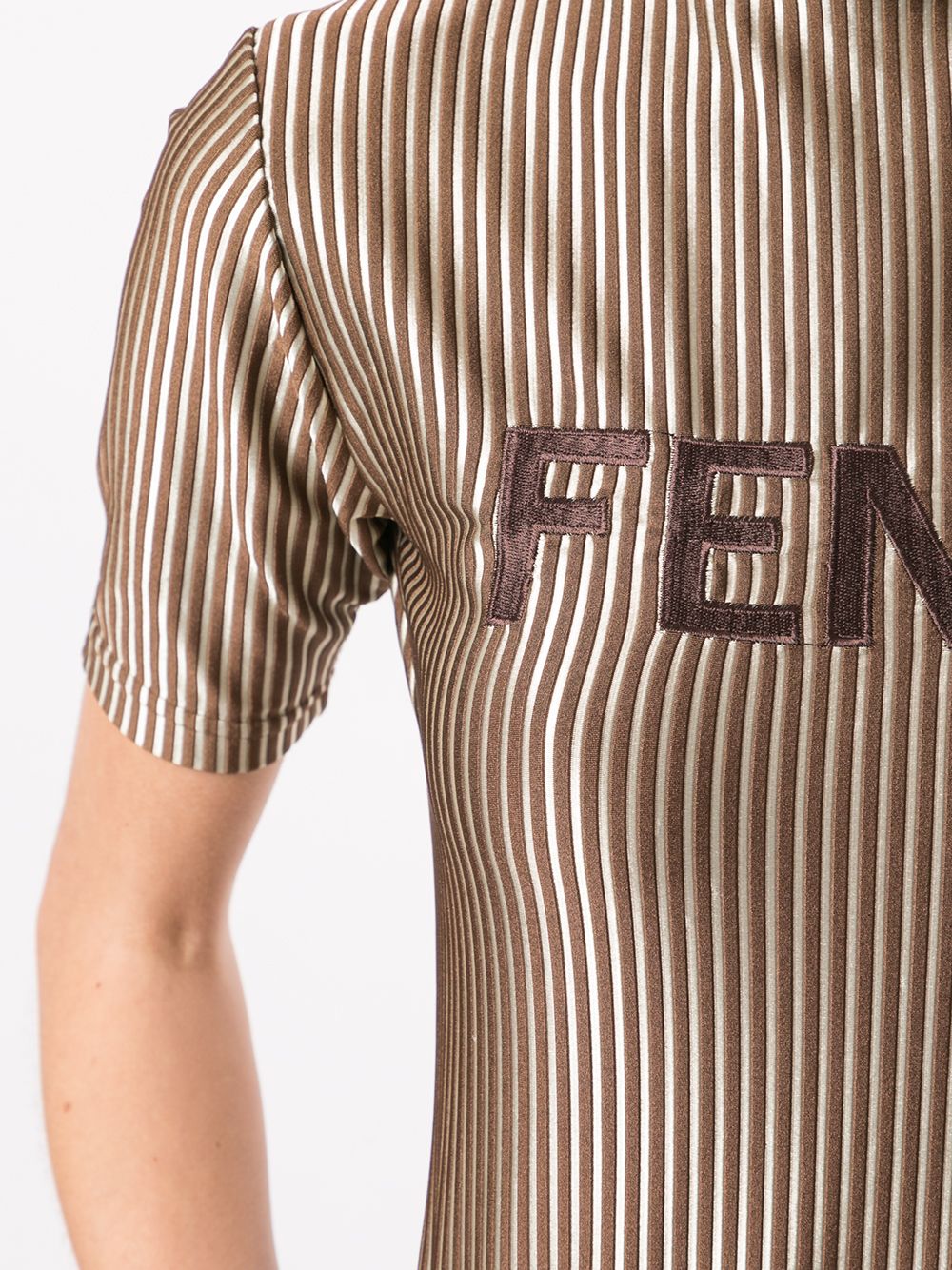 фото Fendi pre-owned футболка в полоску с эффектом металлик и логотипом