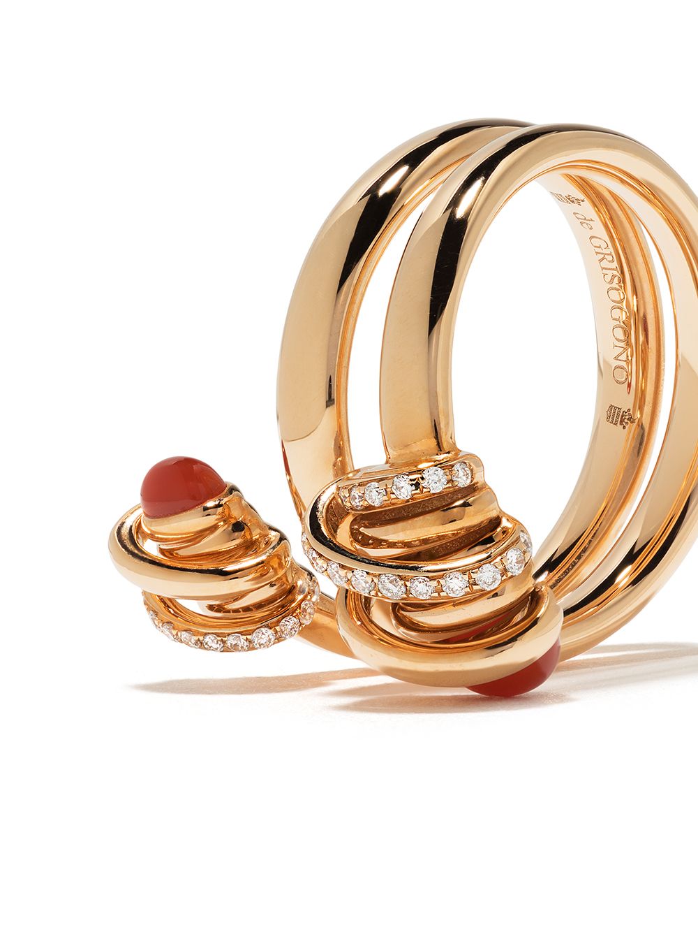 фото De grisogono золотое кольцо с сердоликом и бриллиантами