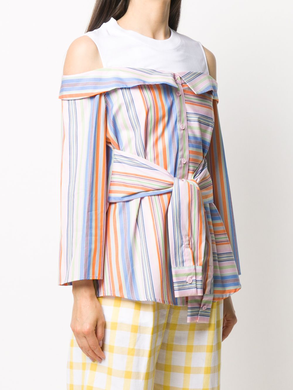 фото Sjyp striped asymmetric blouse