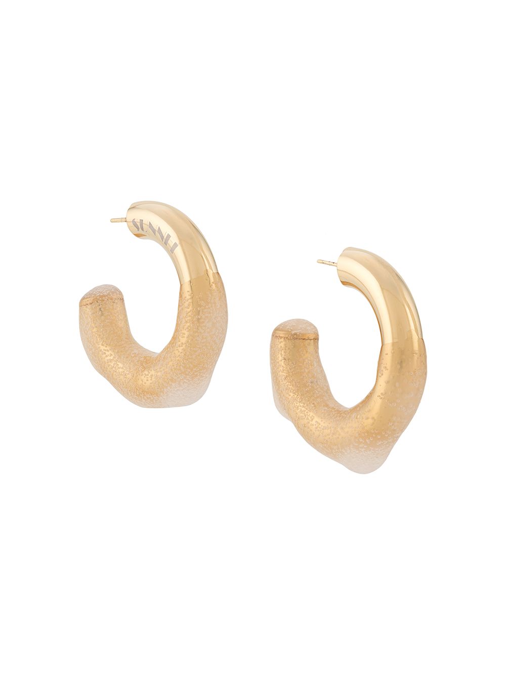 фото Sunnei textured logo hoop earrings