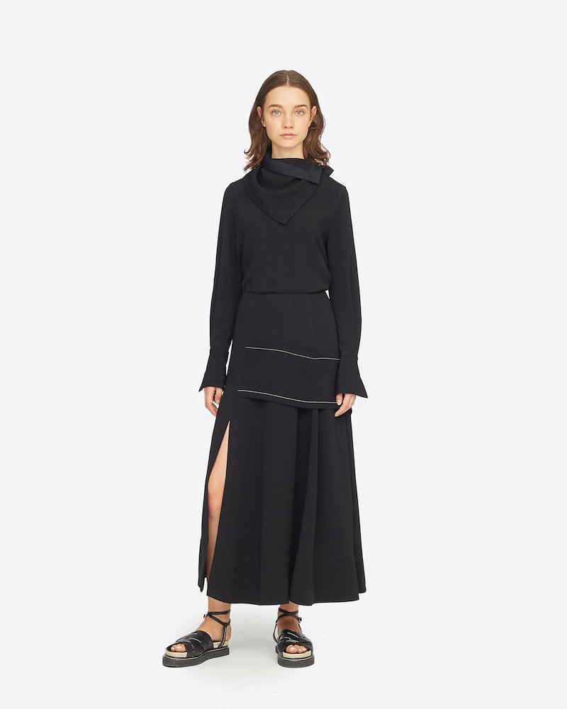 A-Line Crepe Skirt-black #0 A-Line Crepe Skirt, BLACK Synthetic->Viscose Crepe A-Line Crepe Skirt from 3.1 Phillip Lim.- 0