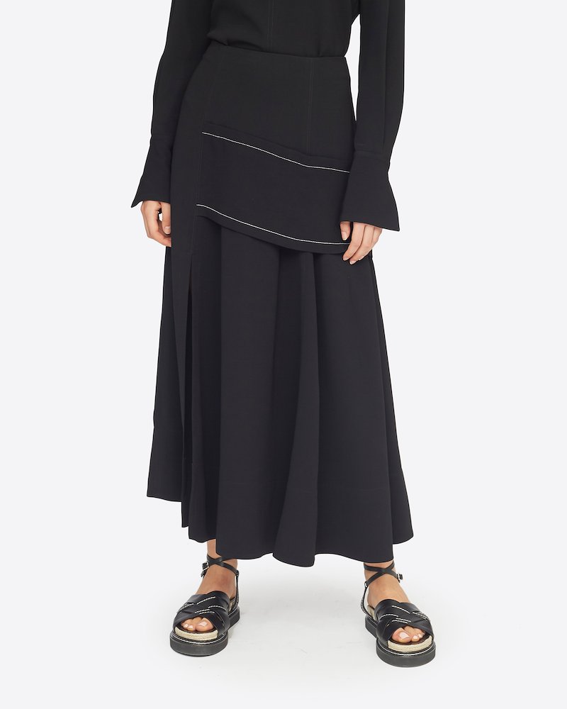 A-Line Crepe Skirt-black #1 A-Line Crepe Skirt, BLACK Synthetic->Viscose Crepe A-Line Crepe Skirt from 3.1 Phillip Lim.- 3
