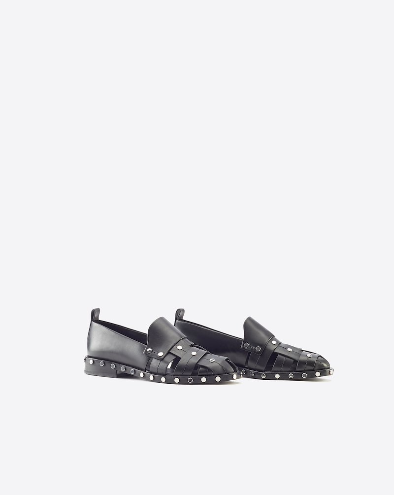 Alexa 25MM Studded Woven Loafers-black #1 Alexa 25MM Studded Woven Loafers, BLACK Furs & Skins->Calf Leather Alexa 25MM Studded Woven Loafers from 3.1 Phillip Lim.- 1