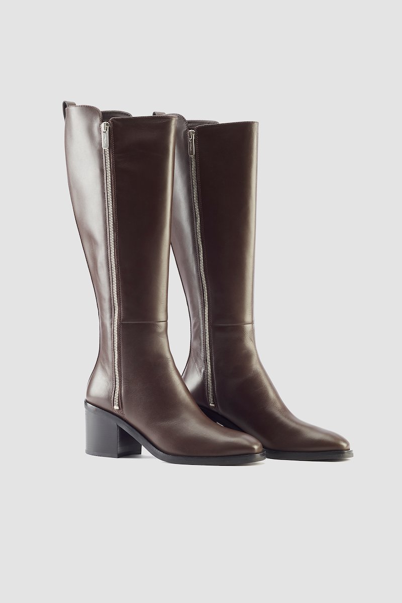 Alexa 70MM Tall Boot-brown #1 Alexa 70MM Tall Boot, Today is legs day and we're not talking about the gym. Get your legs - and feet - what they need with these chocolate-brown calf leather Alexa 70mm knee-high boots from 3.1 Phillip Lim. Take a walk on the yummy side! Featuring a round toe, a side zip fastening, a pull tab at the rear, a mid-high block heel and a knee-length.- 1