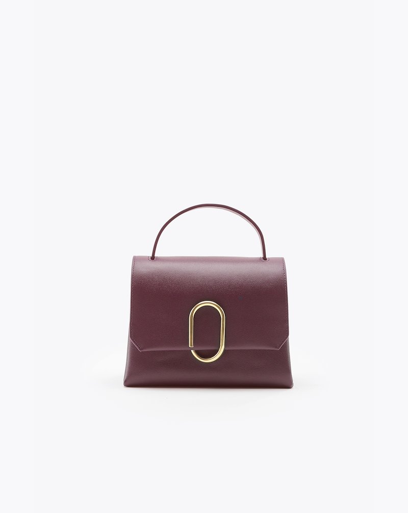 Alix Mini Top Handle Satchel-red #0 Alix Mini Top Handle Satchel, Bordeaux red calf leather Alix mini top handle satchel bag from 3.1 Phillip Lim featuring single top handle, adjustable detachable shoulder strap, foldover top, gold-tone hardware, partitioned compartment and internal slip pocket.- 0