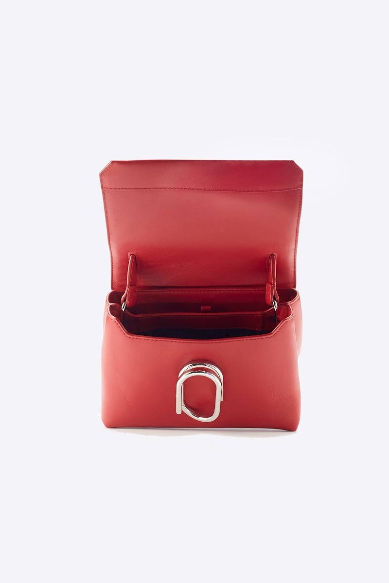 Alix Mini Top Handle Satchel-red #1 Alix Mini Top Handle Satchel, Scarlet red leather Alix mini crossbody bag from 3.1 Phillip Lim featuring adjustable detachable shoulder strap, single top handle, partitioned compartment, internal slip pocket and paperclip detail.- 3