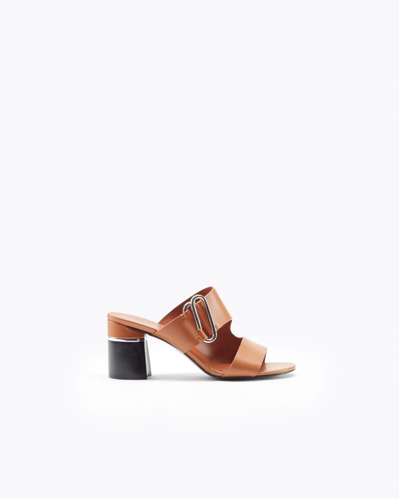 brown leather mule sandals