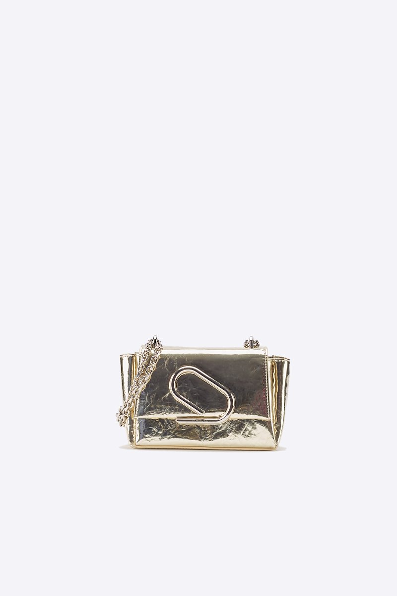 Alix Nano Soft Chain Bag-brown #0 Alix Nano Soft Chain Bag, Gold tone calf leather Alix crossbody bag from 3.1 PHILLIP LIM featuring metallic effect, front flap closure, clip fastening, chain-link shoulder strap and internal slip pocket.- 0