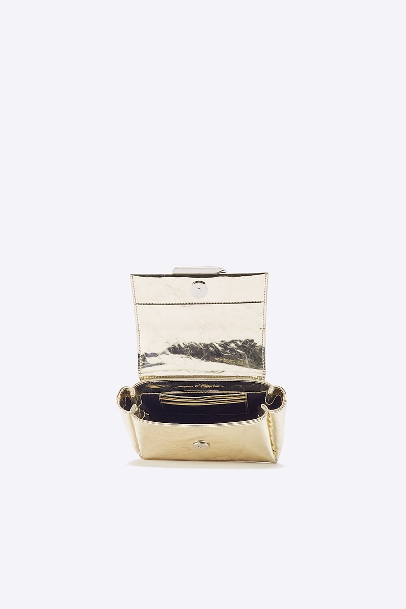 Alix Nano Soft Chain Bag-brown #1 Alix Nano Soft Chain Bag, Gold tone calf leather Alix crossbody bag from 3.1 PHILLIP LIM featuring metallic effect, front flap closure, clip fastening, chain-link shoulder strap and internal slip pocket.- 3