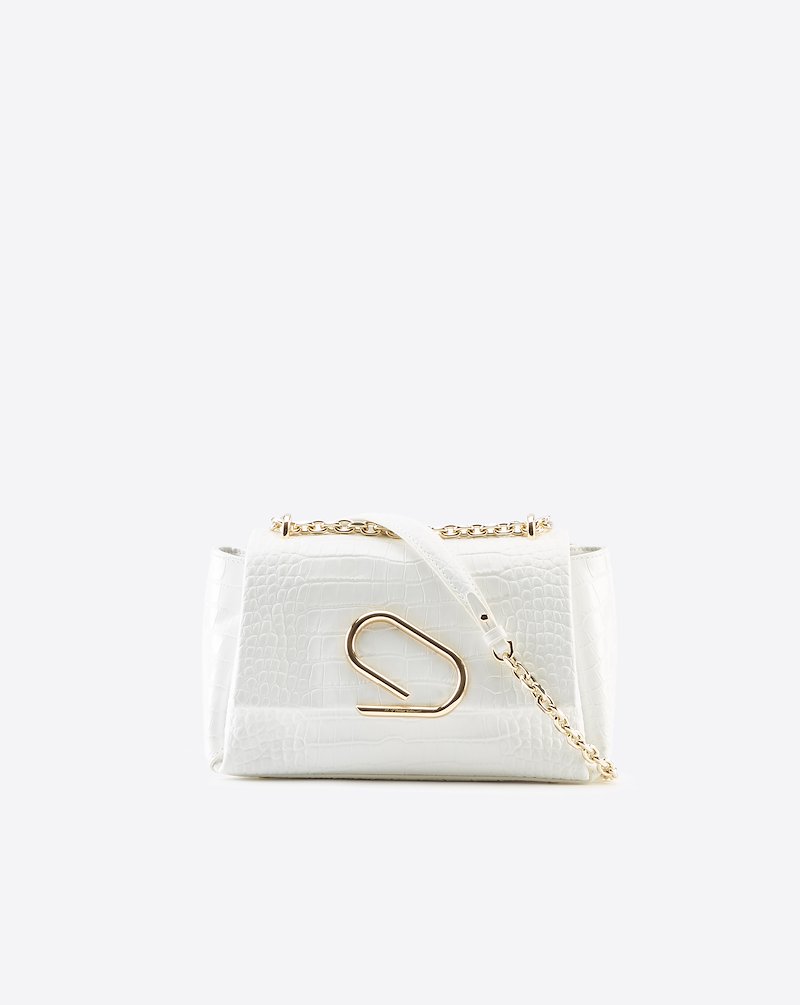 Alix Soft Chain Embossed Croc Bag-white #0 Alix Soft Chain Embossed Croc Bag, What do your phone, your wallet, an old lipstick and some emergency snacks have in common? They all belong in this Alix tote bag from 3.1 Phillip Lim - in a crocodile-embossed design and a spacious body, this bag fits all your essentials and more. We've got you covered. Featuring gold-tone hardware, round top handles, an adjustable shoulder strap, a square body, an embossed crocodile effect and a foldover top with clasp closure. - 0