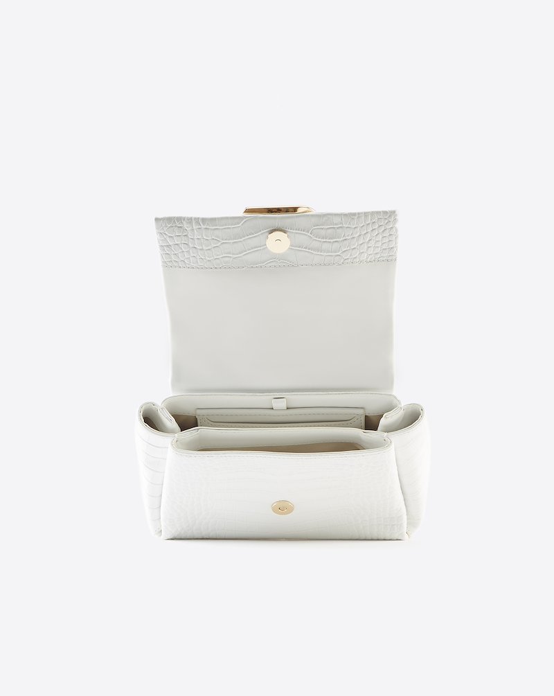 Alix Soft Chain Embossed Croc Bag-white #1 Alix Soft Chain Embossed Croc Bag, What do your phone, your wallet, an old lipstick and some emergency snacks have in common? They all belong in this Alix tote bag from 3.1 Phillip Lim - in a crocodile-embossed design and a spacious body, this bag fits all your essentials and more. We've got you covered. Featuring gold-tone hardware, round top handles, an adjustable shoulder strap, a square body, an embossed crocodile effect and a foldover top with clasp closure. - 3