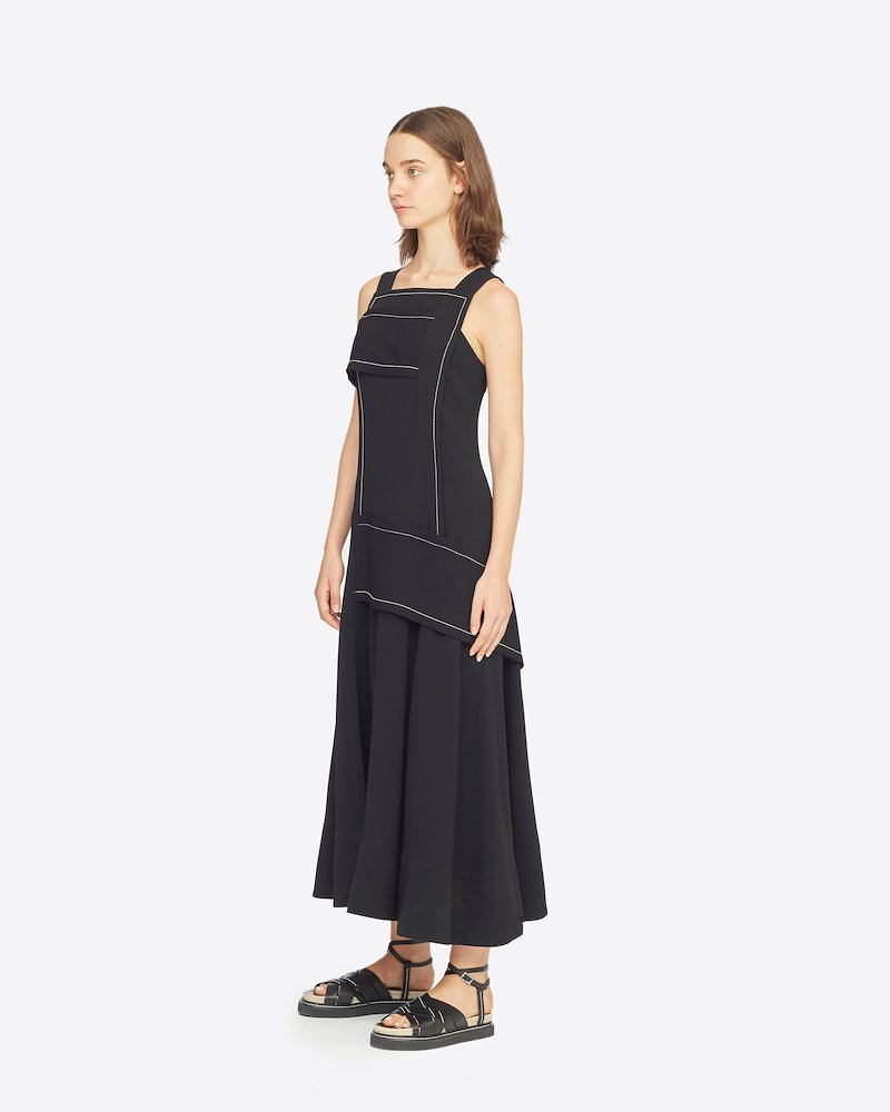 Asymmetric Crepe Dress-black #1 Asymmetric Crepe Dress, BA001 BLACK Synthetic->Triacetate Asymmetric Crepe Dress from 3.1 Phillip Lim.- 1
