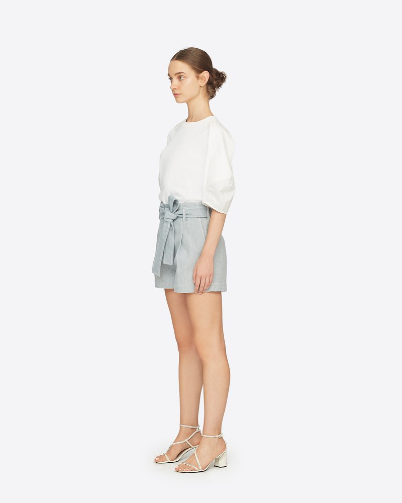 Belted High Waist Denim Short In Blue 3 1 Phillip Lim Official Site