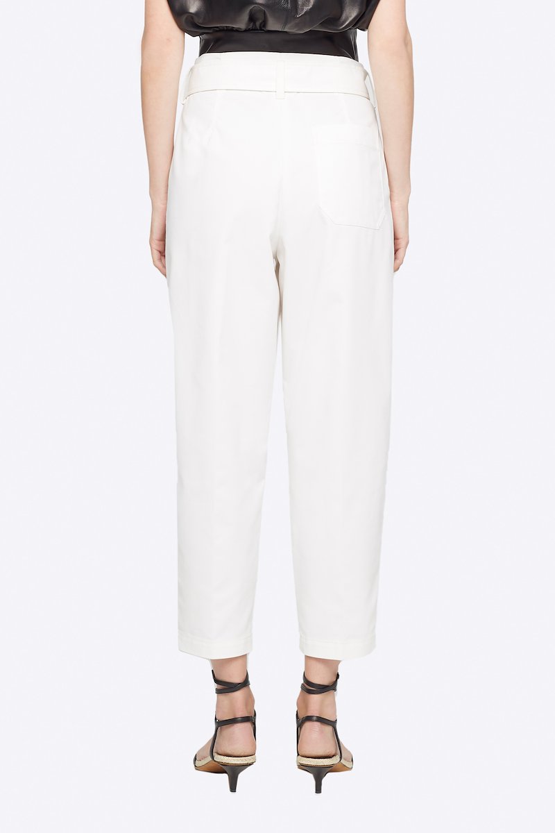 Belted Utility Pant-white #0 Belted Utility Pant, Antique white cotton-blend high-waisted cropped trousers from 3.1 PHILLIP LIM featuring tapered leg, pleat detailing, high waist, belted waist, concealed front fastening, two side slit pockets, rear patch pocket and cropped.- 2