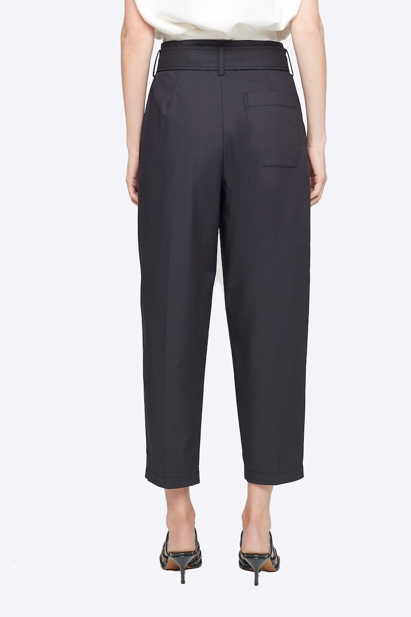 Belted Utility Pant-black #0 Belted Utility Pant, Black cotton-blend high-waisted cropped trousers from 3.1 PHILLIP LIM featuring tapered leg, pleat detailing, high waist, belted waist, concealed front fastening, two side slit pockets, rear patch pocket and cropped.- 2