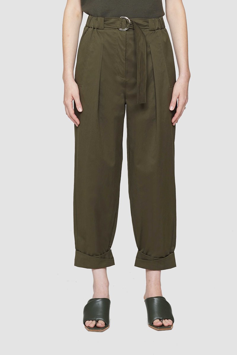 Belted Utility Pants with Rolled Cuff-green #0 Belted Utility Pants with Rolled Cuff, OLIVE Synthetic->Triacetate TWILL UTILITY BELTED PANTS W ROLLED CUFF from 3.1 Phillip Lim. - 0