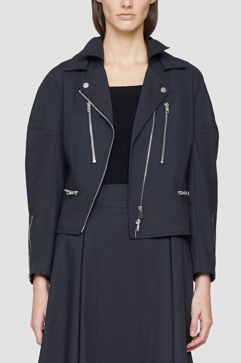 Biker Jacket-black #0 Biker Jacket, We all want to look like we travelled to work on the back of a Harley-Davidson, but helmet-hair says otherwise. So, take the train wearing this Phillip Lim biker jacket and arrive with not only enviable hair but an enviable outfit. You're welcome. Featuring a notched collar, structured shoulders, long sleeves, zip cuffs, an asymmetric style, an off-centre front zip fastening and front zip pockets.- 0