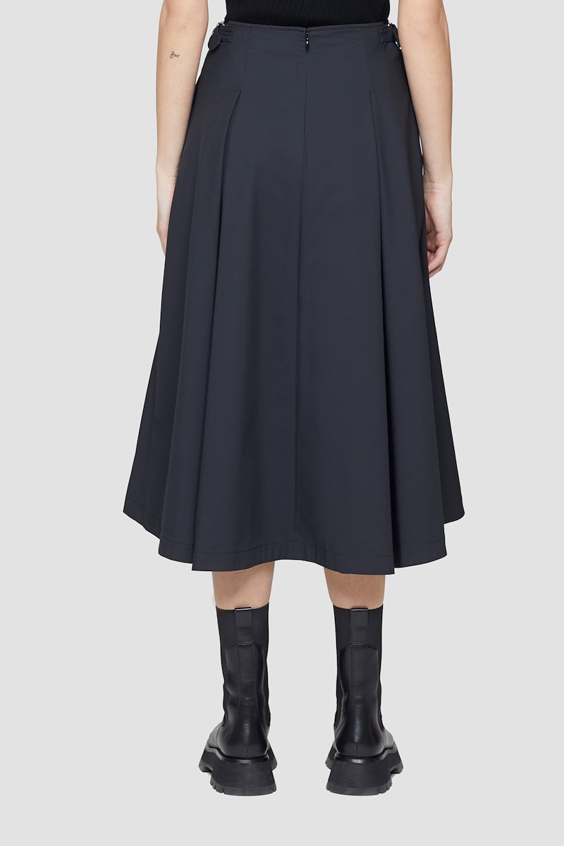 Biker Skirt-black #0 Biker Skirt, Black box-pleat A-line midi skirt from 3.1 PHILLIP LIM featuring box-pleat detail, high waist, rear zip fastening, A-line and mid-length.- 2