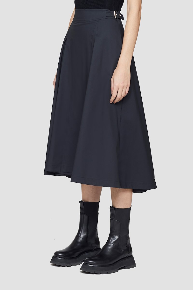 Biker Skirt-black #1 Biker Skirt, Black box-pleat A-line midi skirt from 3.1 PHILLIP LIM featuring box-pleat detail, high waist, rear zip fastening, A-line and mid-length.- 1