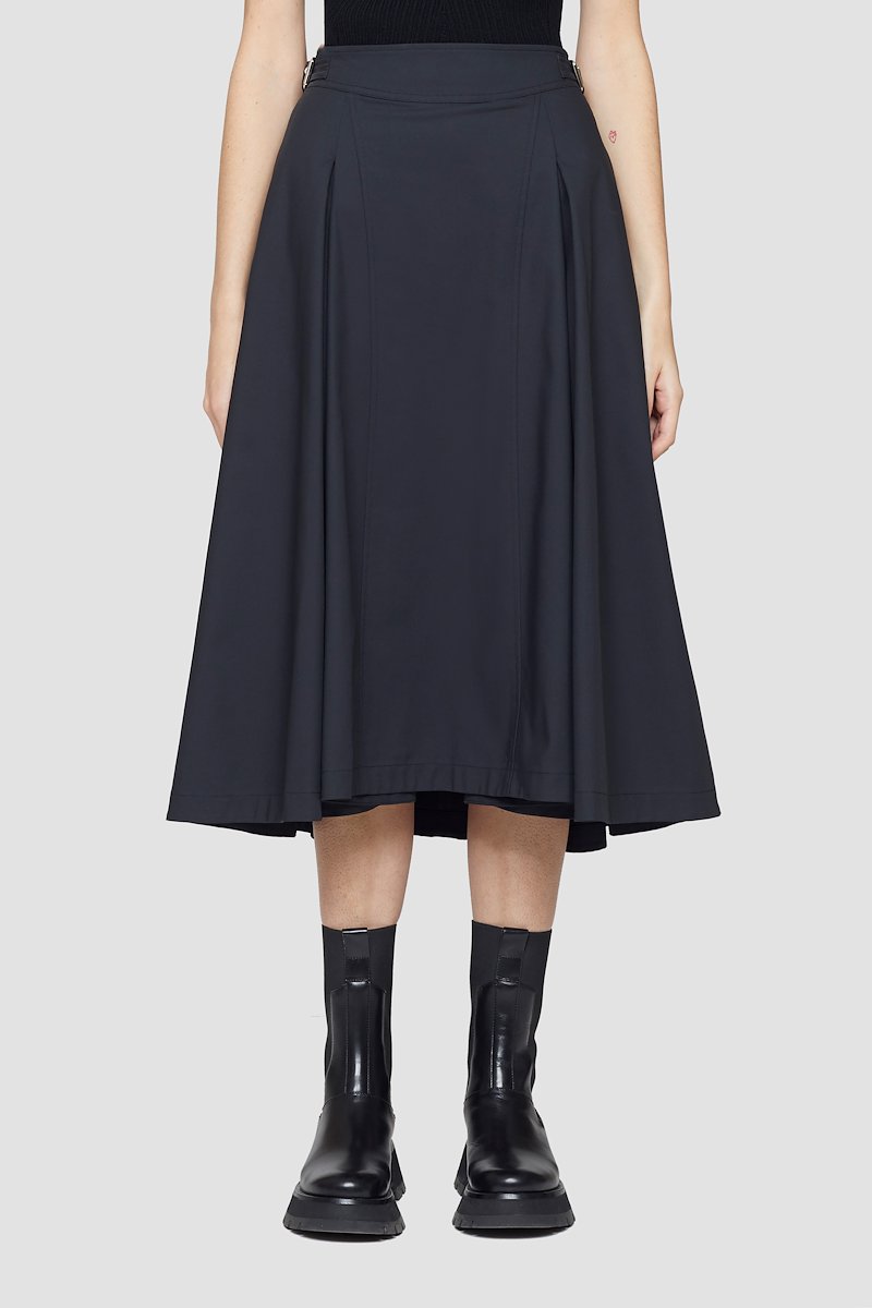 box-pleat A-line midi skirt-black #0 box-pleat A-line midi skirt, Black box-pleat A-line midi skirt from 3.1 PHILLIP LIM featuring box-pleat detail, high waist, rear zip fastening, A-line and mid-length.- 0
