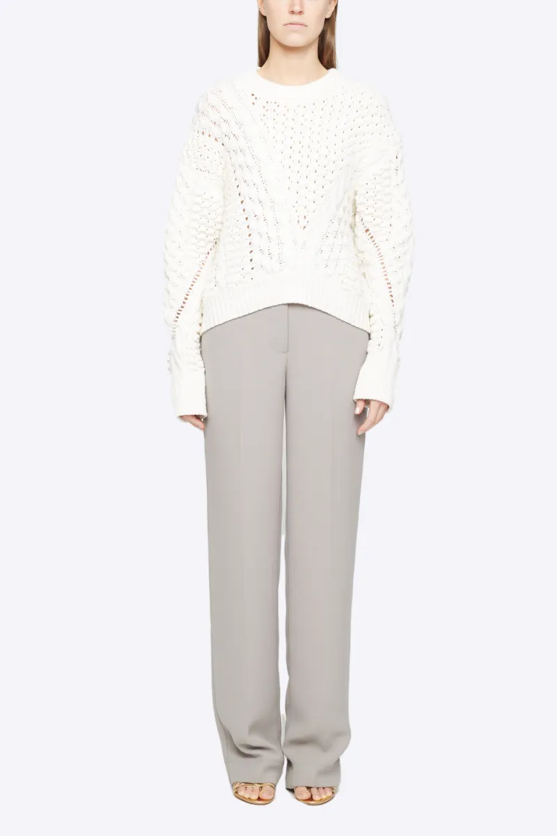 crew neck cable knit sweater