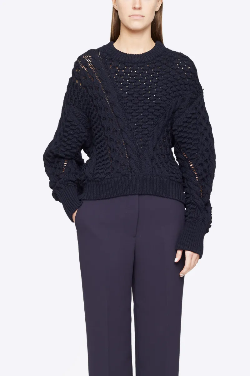 cable crewneck sweater