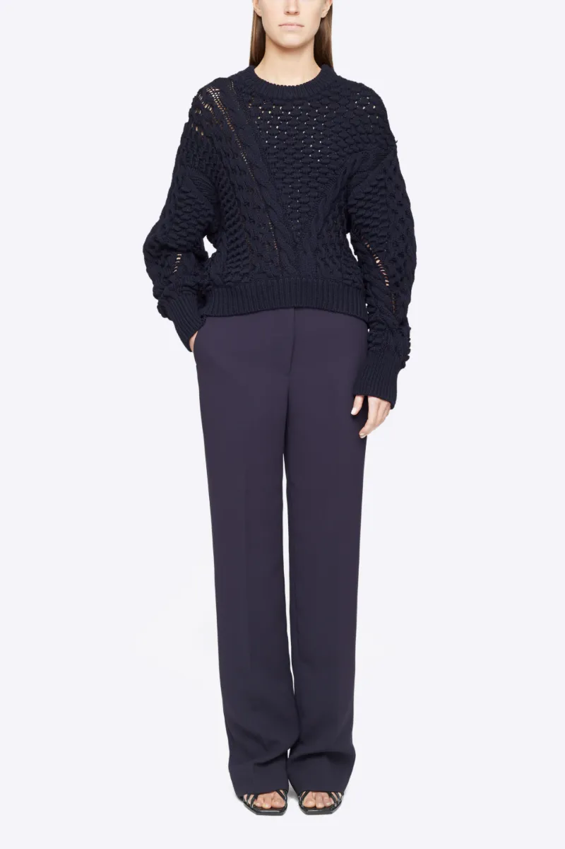 cable crewneck sweater