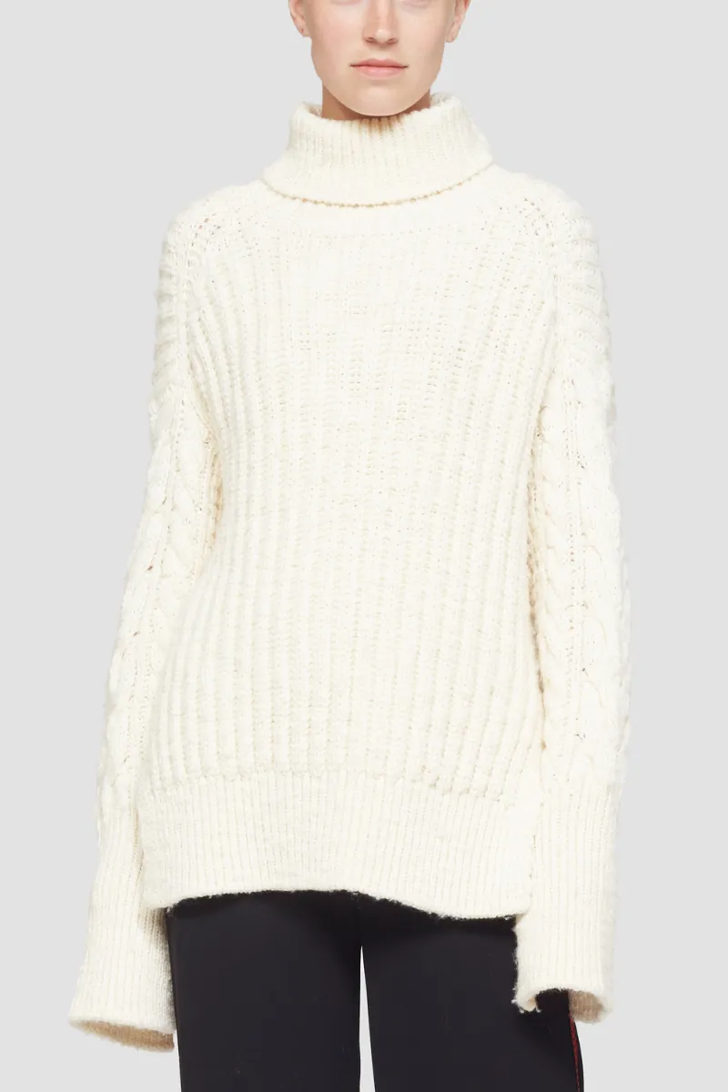 white turtleneck knit