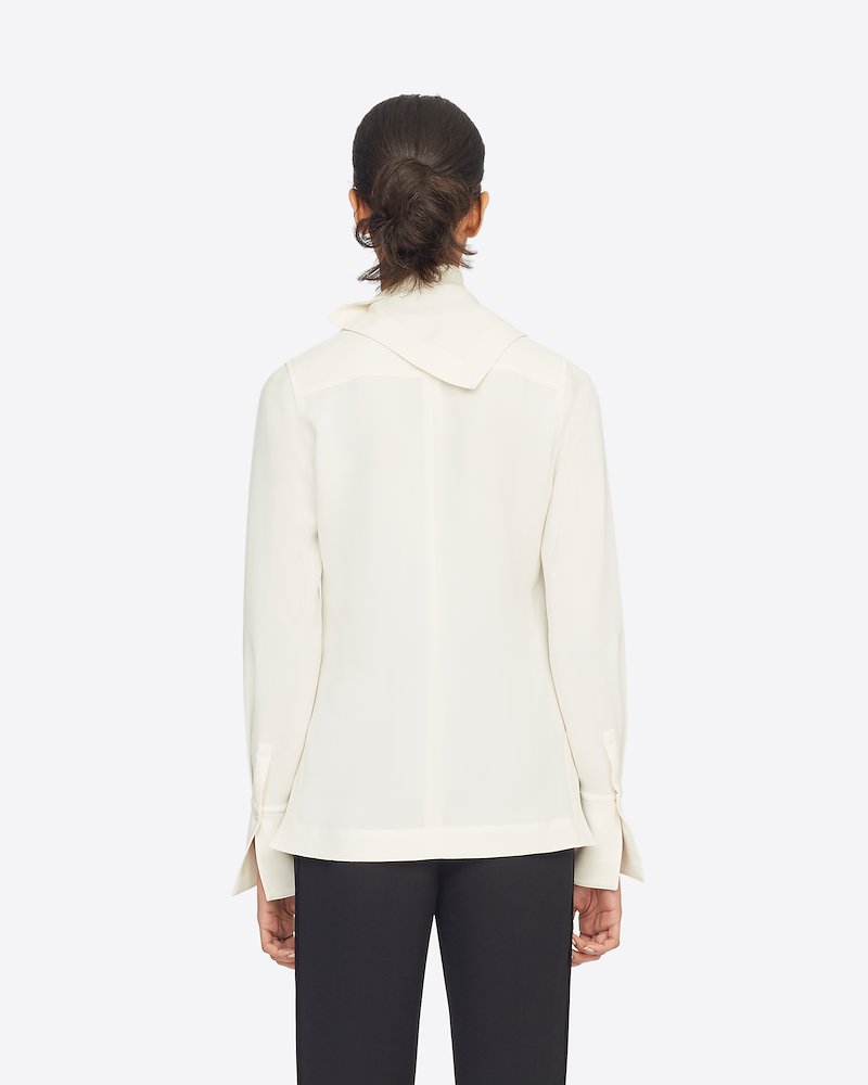 Crepe Blouse With Removable Scarf-white #0 Crepe Blouse With Removable Scarf, 3.1 Phillip Limの、Crepe Blouse With Removable Scarf。- 2