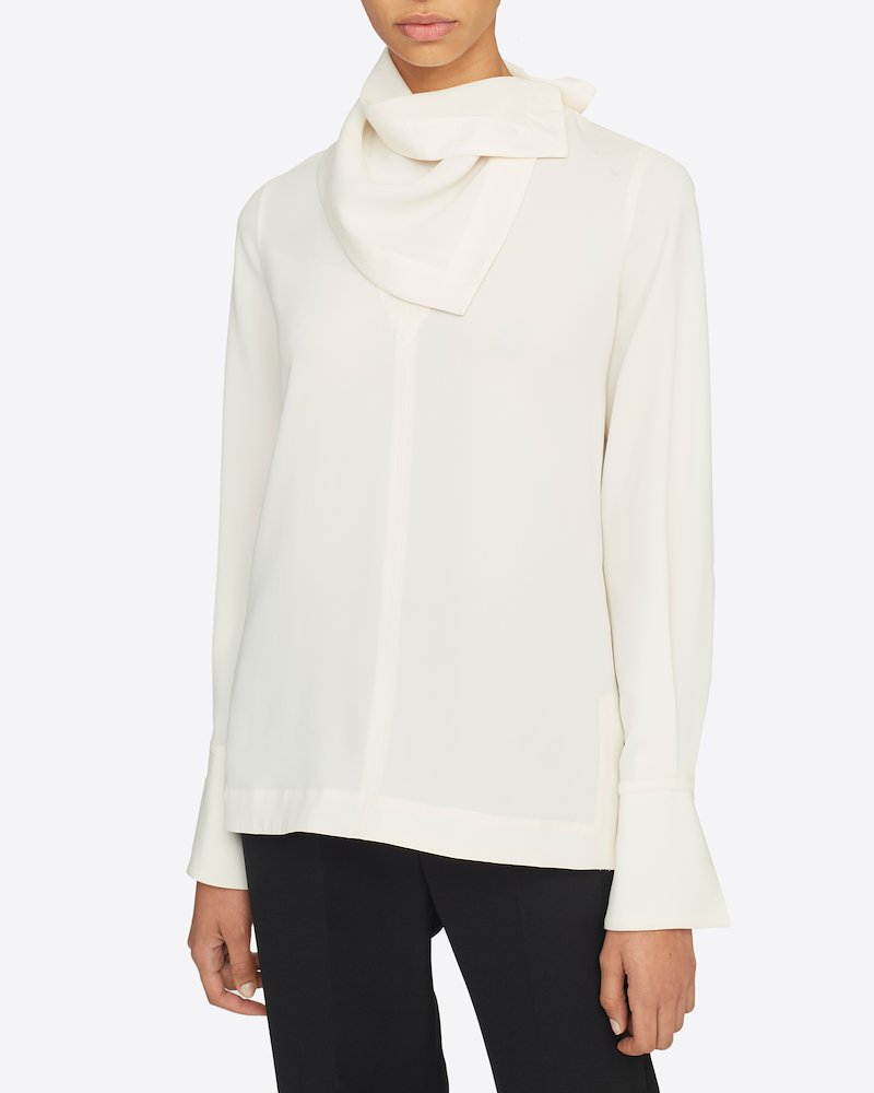 Crepe Blouse With Removable Scarf-white #0 Crepe Blouse With Removable Scarf, 3.1 Phillip Limの、Crepe Blouse With Removable Scarf。- 4