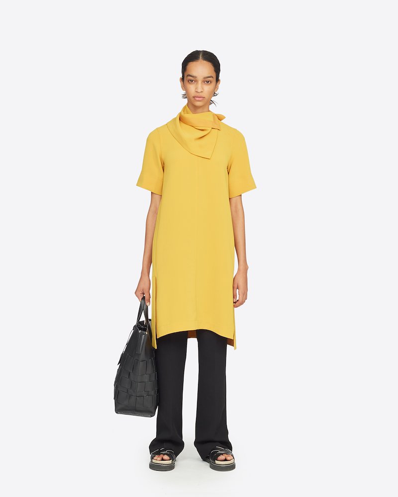 Crepe Dress With Removable Scarf-yellow #0 Crepe Dress With Removable Scarf, MA700 MARIGOLD Synthetic->Triacetate Crepe Dress With Removable Scarf from 3.1 Phillip Lim.- 0