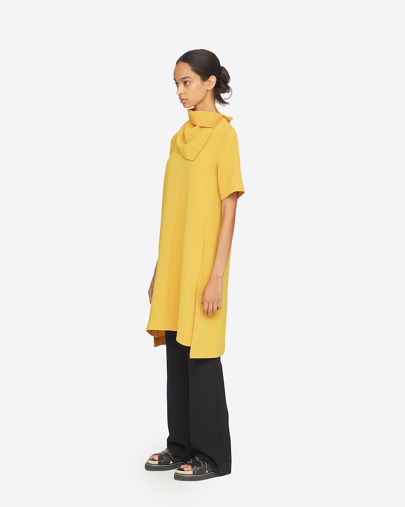Crepe Dress With Removable Scarf-yellow #1 Crepe Dress With Removable Scarf, MA700 MARIGOLD Synthetic->Triacetate Crepe Dress With Removable Scarf from 3.1 Phillip Lim.- 1