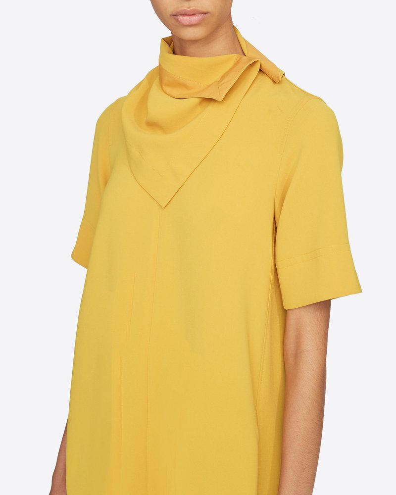Crepe Dress With Removable Scarf-yellow #1 Crepe Dress With Removable Scarf, MA700 MARIGOLD Synthetic->Triacetate Crepe Dress With Removable Scarf from 3.1 Phillip Lim.- 5