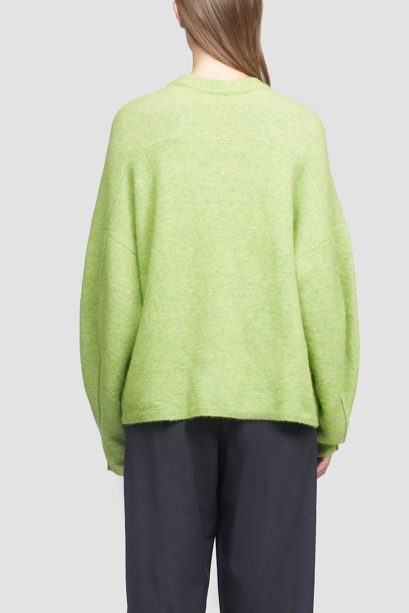 Crewneck Sweater, Green alpaca wool round neck jumper from 3.1 PHILLIP LIM featuring knitted construction, round neck, ribbed detailing, drop shoulder and long sleeves.- 2