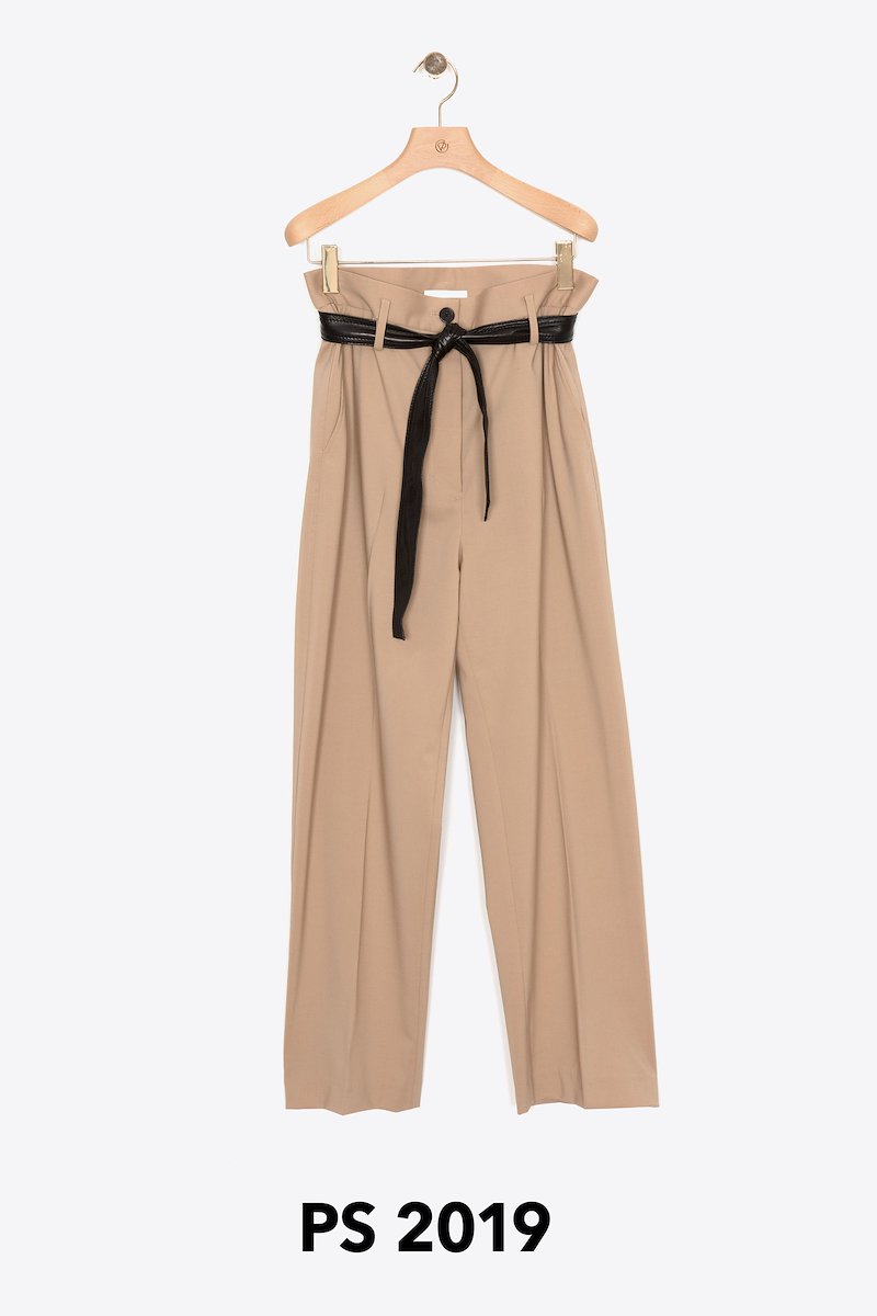 Cropped Belted Bag-Waist Wool Pant-neutrals #0 Cropped Belted Bag-Waist Wool Pant, Honeywheat virgin wool Cropped Belted Bag-Waist Wool Pant from 3.1 Phillip Lim. - 0