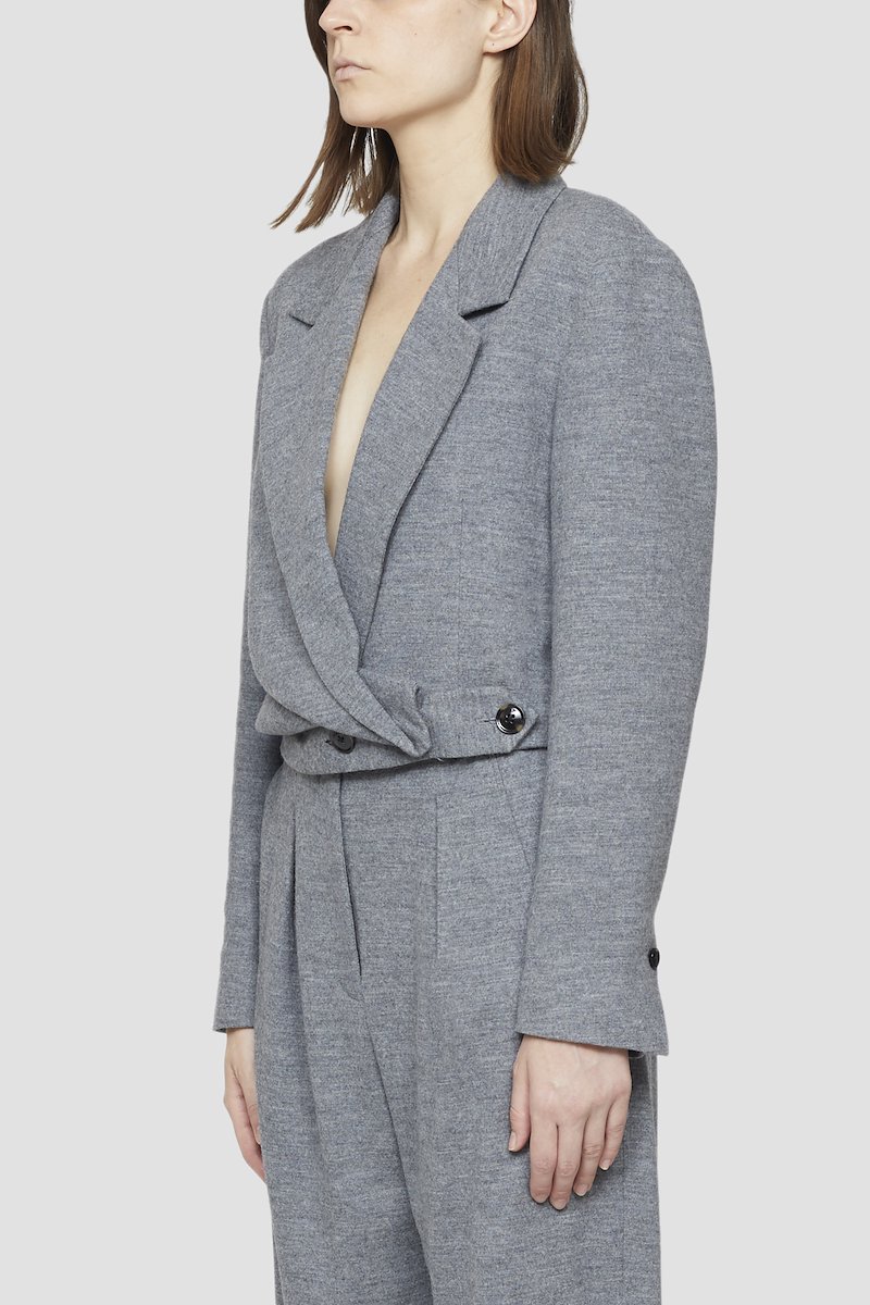 Cropped Blazer-grey #1 Cropped Blazer, Say hello the cream of the cropped blazers. With a shortened length, this wool blazer from 3.1 Phillip Lim will give any outfit a modern finish. This tailored design is the way forward. Featuring notched lapels, long sleeves, a wrap style front and cropped. - 1