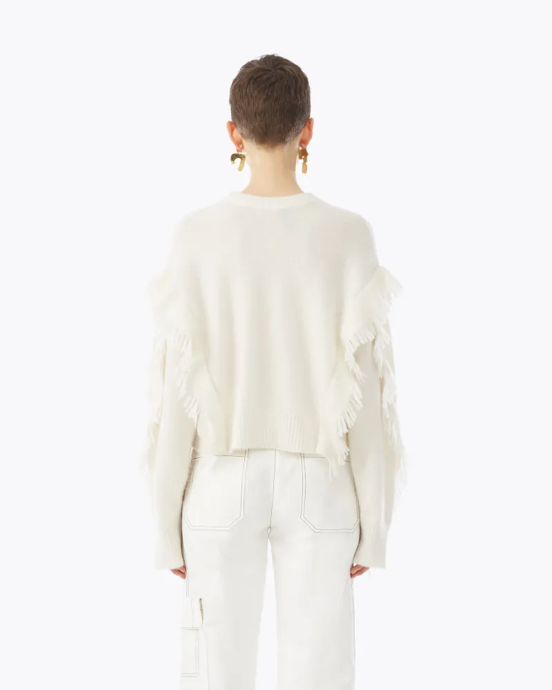fringe sleeve sweater