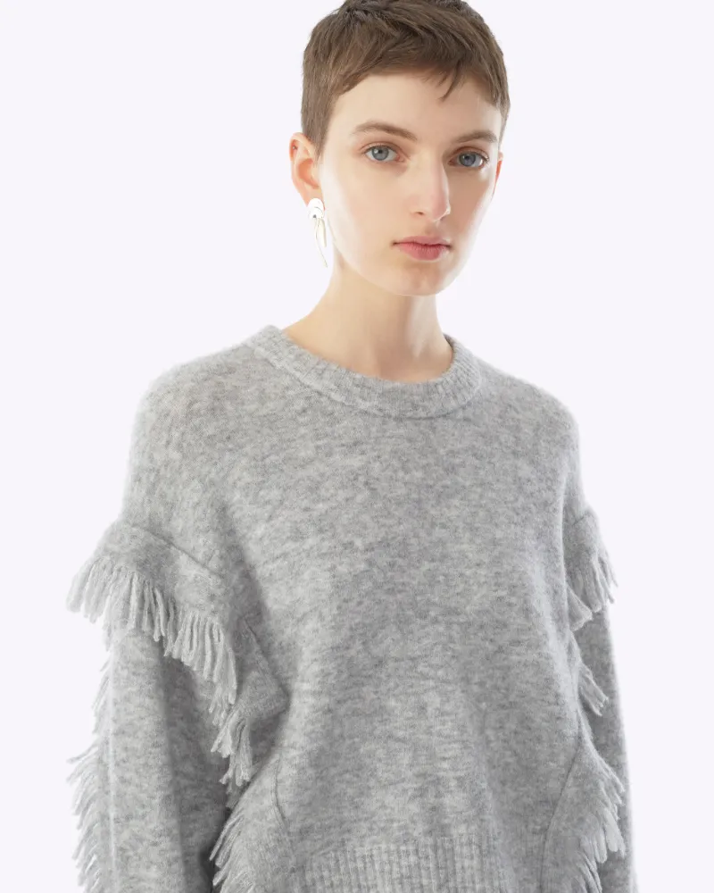 fringe sleeve sweater