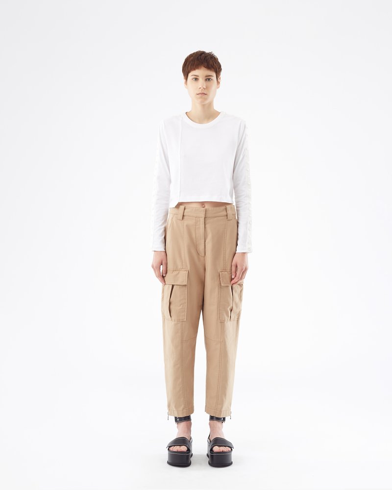 Cropped Long Sleeve T-Shirt-white #0 Cropped Long Sleeve T-Shirt, White Cotton Cropped Long Sleeve T-Shirt from 3.1 Phillip Lim. - 0