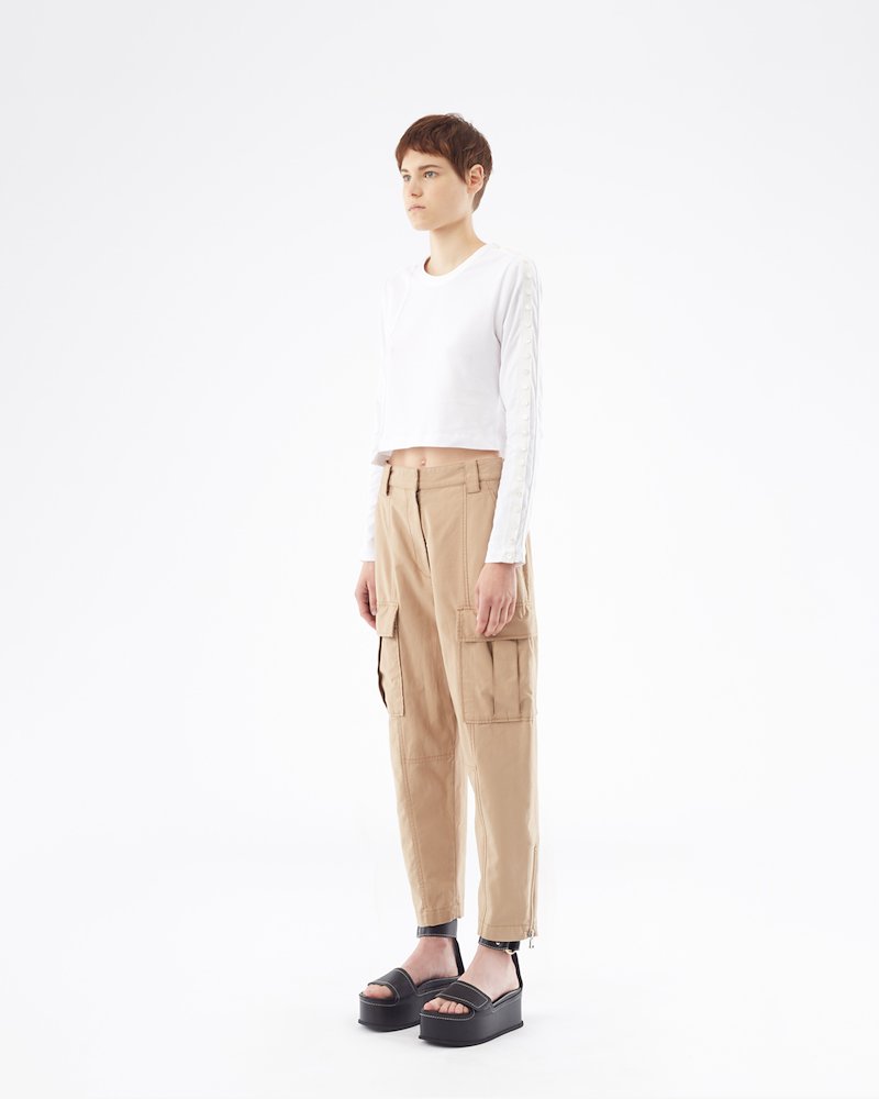 Cropped Long Sleeve T-Shirt-white #1 Cropped Long Sleeve T-Shirt, White Cotton Cropped Long Sleeve T-Shirt from 3.1 Phillip Lim. - 1