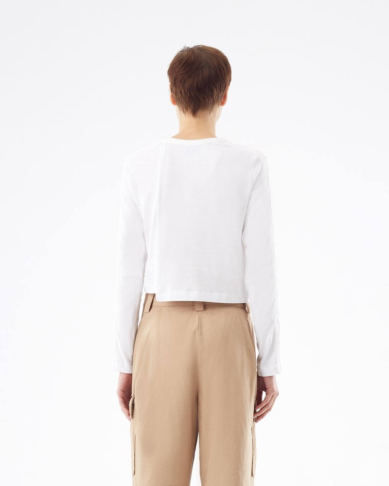 Cropped Long Sleeve T-Shirt-white #0 Cropped Long Sleeve T-Shirt, White Cotton Cropped Long Sleeve T-Shirt from 3.1 Phillip Lim. - 2