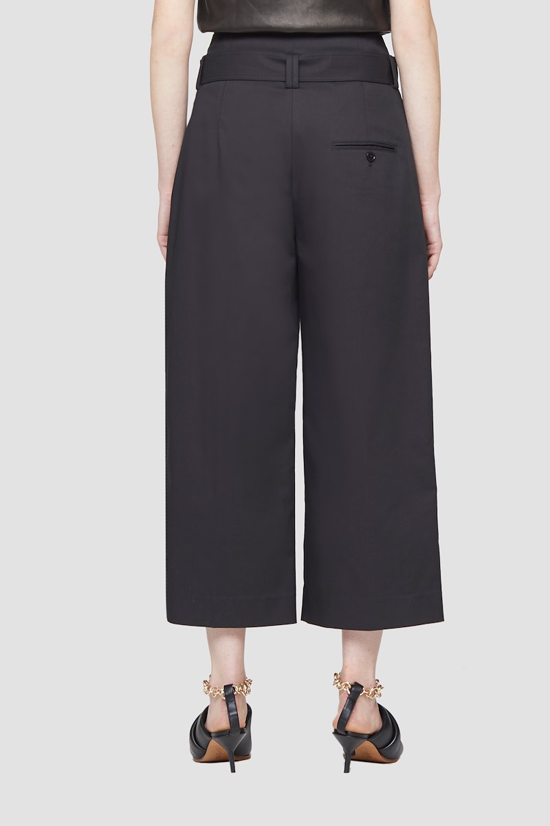 Cropped Tie Waist Trouser-black #1 Cropped Tie Waist Trouser, Black cotton blend paperbag-waist cropped trousers from 3.1 PHILLIP LIM featuring pleat detailing, paperbag waist, two side slit pockets, rear jetted pocket, straight leg, cropped and self-tie fastening.- 3