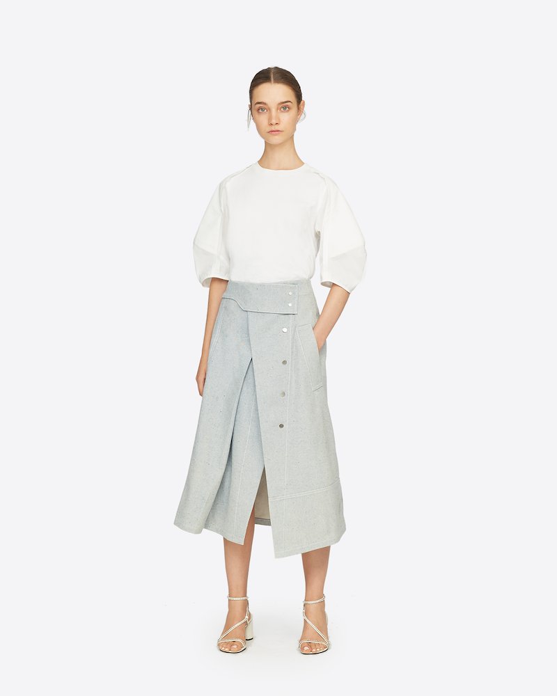 Denim Trench Skirt-blue #0 Denim Trench Skirt, LIGHT BLUE Natural (Veg)->Cotton Denim Trench Skirt from 3.1 Phillip Lim.- 0