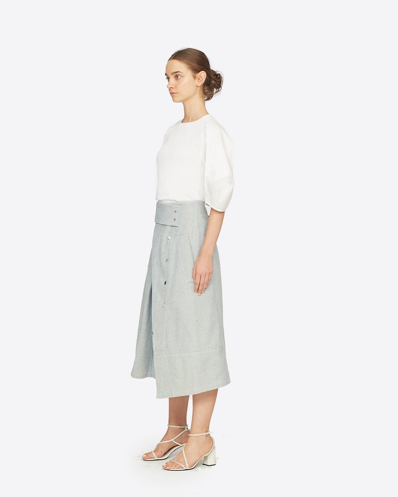 Denim Trench Skirt-blue #1 Denim Trench Skirt, LIGHT BLUE Natural (Veg)->Cotton Denim Trench Skirt from 3.1 Phillip Lim.- 1