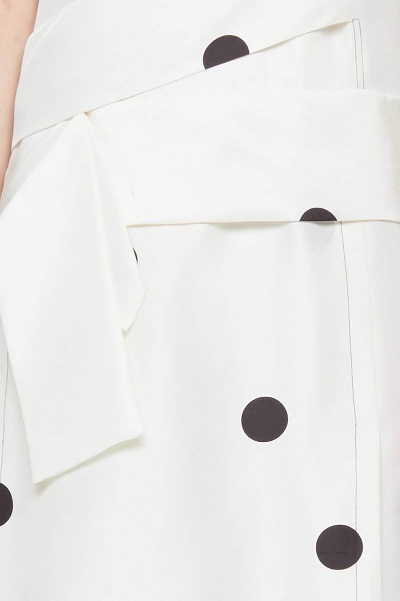 Dot Print Crossed Strap Dress-white #0 Dot Print Crossed Strap Dress, Antique white/black silk polka dot-print silk dress from 3.1 PHILLIP LIM featuring polka dot print, crew neck, rear zip fastening, short sleeves and knee-length.- 4